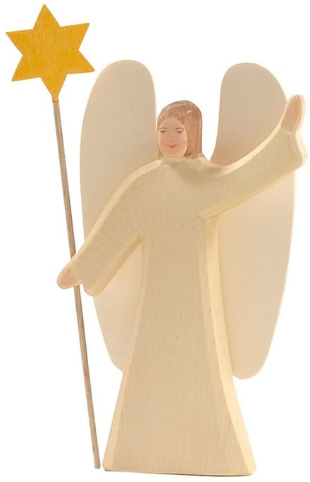 Ostheimer Engel - Houten engel met ster voor kerstgroep - 23,5 cm