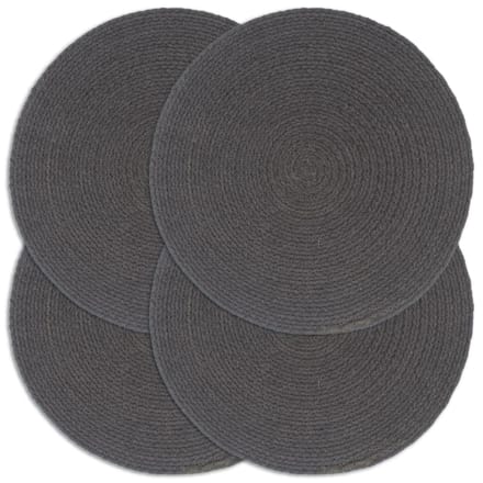 vidaXL - Placemats - 4 - st - rond - 38 - cm - katoen - effen - donkergrijs