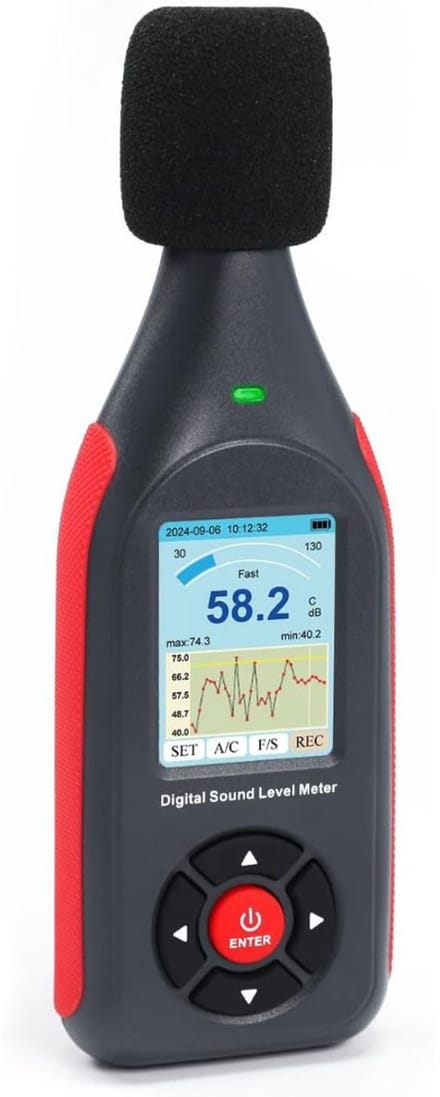 CLVP® Professionele Decibelmeter - DB Meter - Geluidsmeter - Zwart en Rood
