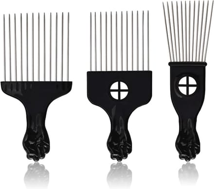 Set van 3 metalen afrokammen en haarplukkammen voor professionele haarkappers