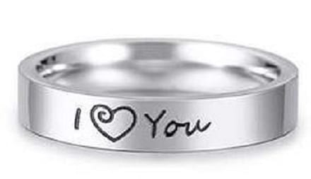 Schitterende I Love You Ring | Damesring | Herenring | Vriendschapsring | 18,25 mm. Maat 57