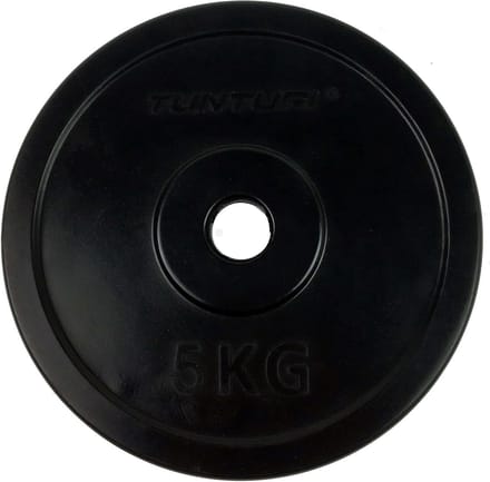 Gewichtsplaat - Schijf - Krachttraining thuis - Rubberen coating - 5 kg - Zwart