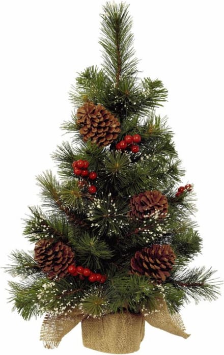 Everlands Ipswich mini kerstboom - H45 cm - met kerstversiering - kunstboom - klein kerstboompje