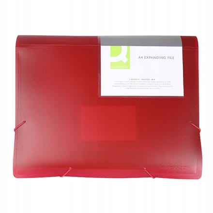 Harmonica map A4 met elastiek, 6 vakken, transparant rood