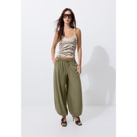Stradivarius Slim top met lovertjes en dierenprint  Beige S