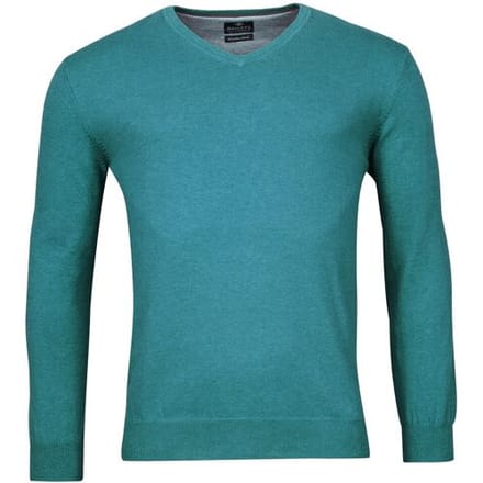 Baileys Trui V-Hals Single Knit Pima Cotton Deep Aqua Melange / male