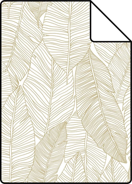 Proefstaal ESTAhome behang getekende bladeren wit en goud - 26.5 x 21 cm - 139125-S