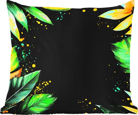 Buitenkussen - Bladeren - Groen - Geel - Verf - Jungle - 45x45 cm - Weerbestendig