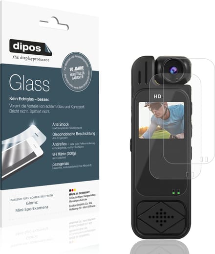 dipos – 2x Matte Pantserfolie geschikt voor Glomc Mini-Sportkamera | 9H Screenprotector