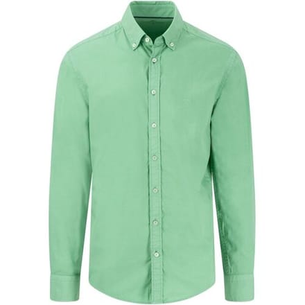 Fynch-Hatton Overhemd Garment Dyed Poplin Button-Down Turf Green / male