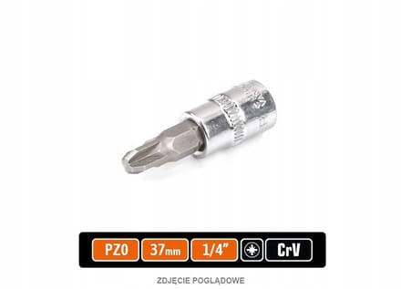 Dopsleutel 1/4" met PZ0 bit, 37mm, CRV staal