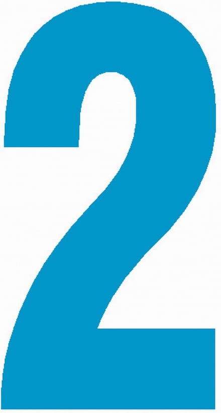 Cijfersticker nr. 2 lichtblauw 10x5cm, plakcijfer, huisnummersticker, containersticker, magazijn sticker