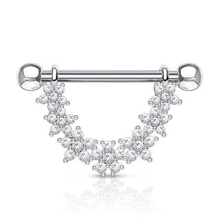 Tepelpiercing CZ flower lined 1.6x14 - zilver - LMPiercings