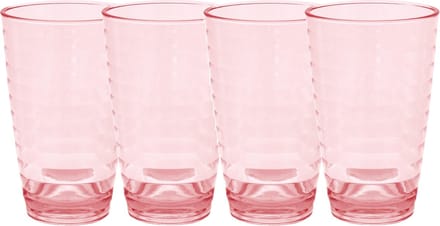 Set van 2x stuks onbreekbare kunststof camping/picknick water glazen/drinkglazen rood 400 ml - polycarbonaatglas