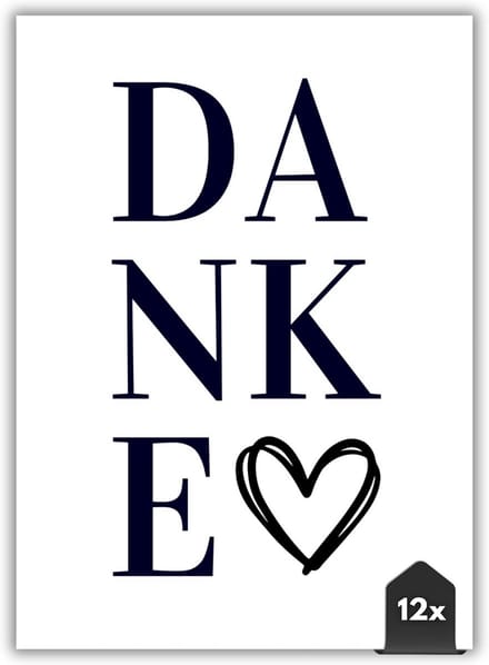 Set van 12 Bedankkaarten Blanco DIN A6 – Tijdloos Design voor Verjaardag en Feest