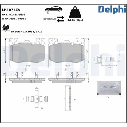 Remblokkenset, schijfrem DELPHI LP5074EV