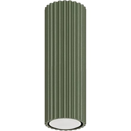 Plafondlamp KARBON 20 geribbelde buisspot van 20 cm - Sollux Lighting - IP20 - Olijfgroen aluminium behuizing - 6.5 x 6.5 x 20 cm - 1 x GU10 LED, exclusief lichtbron - Max. 10 W - Minimalistische plafondlamp voor woonkamer, slaapkamer en eetkamer