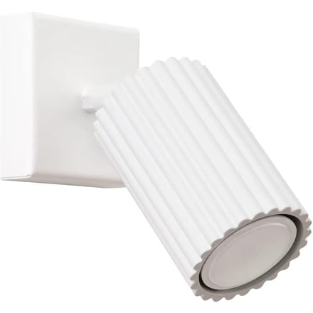 Wandlamp KARBON compacte geribbelde spot - Sollux Lighting - IP20 - Wit aluminium behuizing - 8 x 16 x 16 cm - 1 x GU10 LED, exclusief lichtbron - Max. 10 W - Minimalistische wandlamp voor woonkamer, eetkamer en keuken