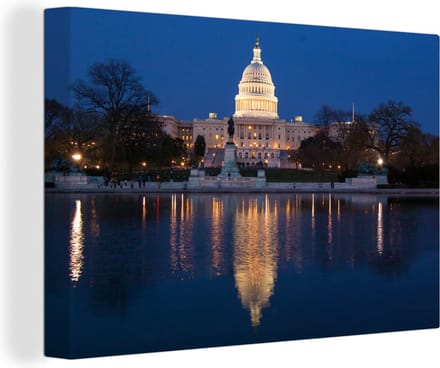 Canvas Schilderij Verenigde Staten Capitool - 30x20 cm - Wanddecoratie
