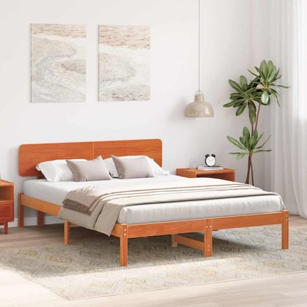 vidaXL - Bedframe - Wasbruin - 160 - x - 200 - cm - Massief - grenenhout