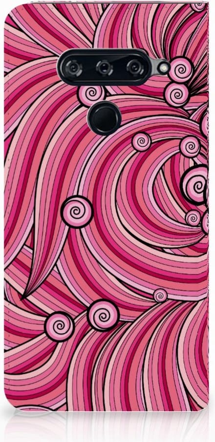 LG V40 Thinq Bookcase Swirl Pink