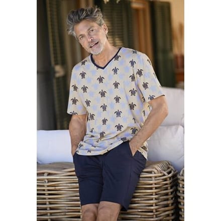 Ringella Katoenen heren shortama schildpad Beige man 46