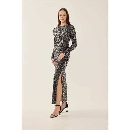 Leopardprint Maxi Jurk met Split