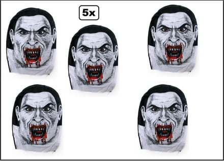 5x Masker Dracula nylon - Horror griezel creepy halloween thema feest Carnaval