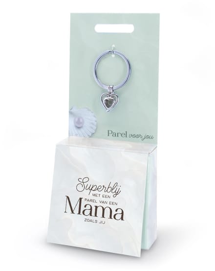 Sleutelhanger met parel | Wensparel | Thema: Mama | Merk: Miko | Kleur: Zilver