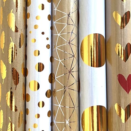 Golden Kraft Printed Assortiment cadeaupapier kadopapier - 150 x 70 cm set van 4 rollen