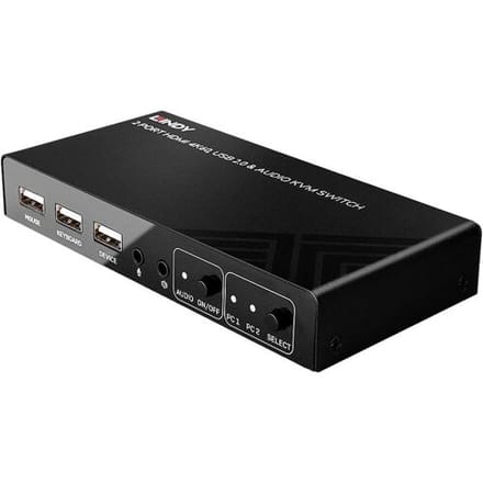 LINDY 2 Port KVM Switch HDMI 4K60, USB 2.0 & Audio KVM-switch 2 poorten HDMI 4096 x 2160 Pixel