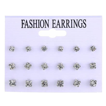 Fako Bijoux® - Oorbellen - Steker - Zirkonia - 4-5-6mm - Transparant - 9 Paar