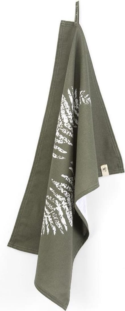Walra Theedoek Dry with Leaves - 50x70 - 100% Katoen - Legergroen