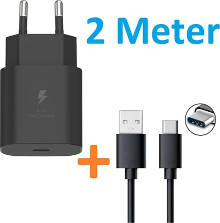 USB Adapter met USB-C Kabel - 2 Meter - Snellader - Quick Charge 25W - Geschikt Voor: joystick / Controller Playstation 5 / PS5 - Type C Oplader