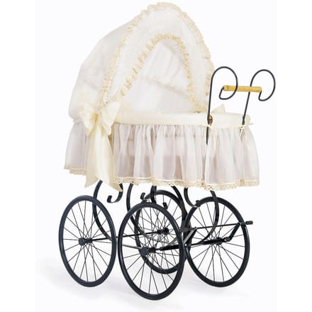Kinderwagenbakje met rieten kap Carina- creme
