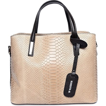 Roberta M Beige Rundleer Tas