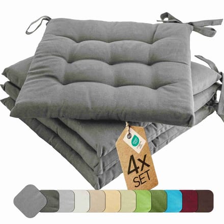 etérea Basic Zitkussen Stoelkussen - Seat Cushion 4 Stuk - 40x40 cm - Grijs