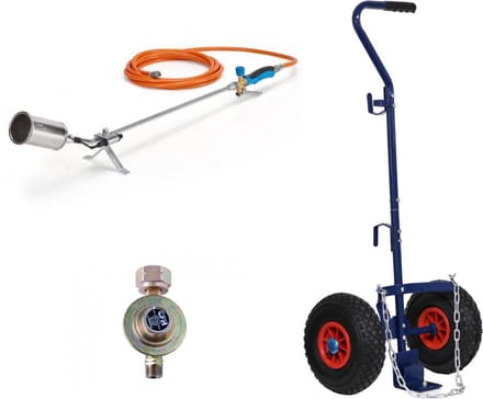 CFH Complete set PZ6500 onkruidbrander + Piezo ontsteking + DR114 regelaar + GT89 trolley