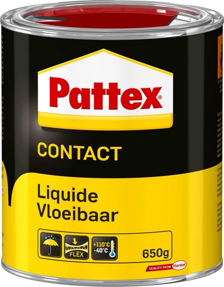 Pattex Contactlijm Vloeibaar 650g – Universele Sterke Lijm – Snelle Hechting & Hittebestendig – Voor Hout, PVC, Metaal, Rubber, Kurk, Leer & Meer