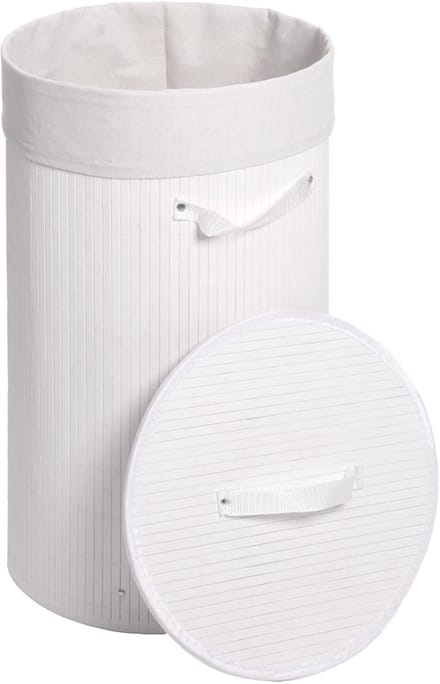 Wasmand MCW-C21, Wasbox Wasbox Wasbox, bamboe rond 59x35cm 50l ~ wit
