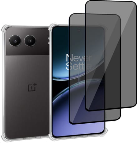 Geschikt voor OnePlus Nord 4 - Hoesje + 2x Screenprotector – Gehard Glas Cover + Shock Proof Case - Transparant
