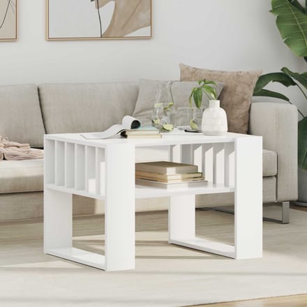 vidaXL - Salontafel - Wit - 66 - x - 49,5 - x - 45 - cm - Bewerkt - hout