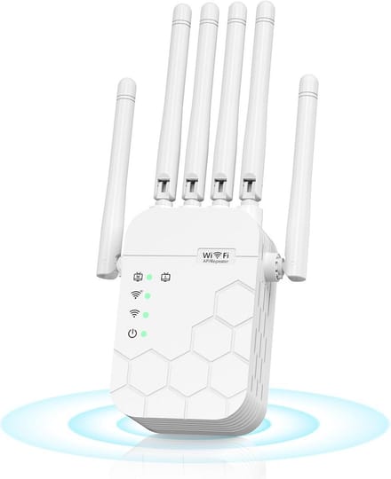 Wifi Versterker Repeater met 6 Antennes - 300 Mbps Range Extender voor Thuis - Router/AP Modus & LAN-aansluiting