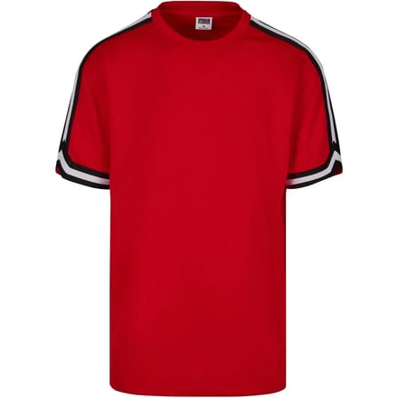 Urban Classics - Oversized Stripes Mesh Heren T-shirt - M - Rood