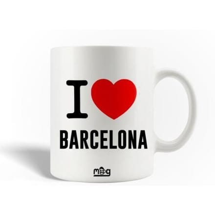 Mug en Céramique - I Love Barcelona - 30cl - Blanc - Compatible Lave-Vaisselle - Rond