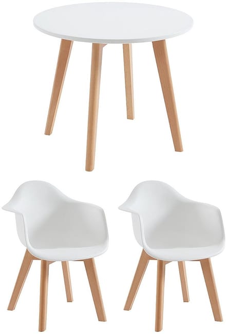 Vente-unique Set van kindertafel LOULOUNE + 2 stoelen POUPINETTE - Wit