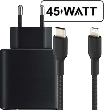 45w adapter usb C geschikt voor iPhone / iPad / iPod + Lightning naar usb C kabel 2m - Snellader usb C - Oplader met kabel geschikt voor iPhone 14 13 12 11 X