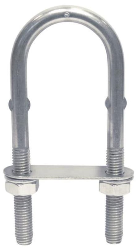 BREG RVS wantputting u-bout met contraplaat en moeren - M5 x 80 mm