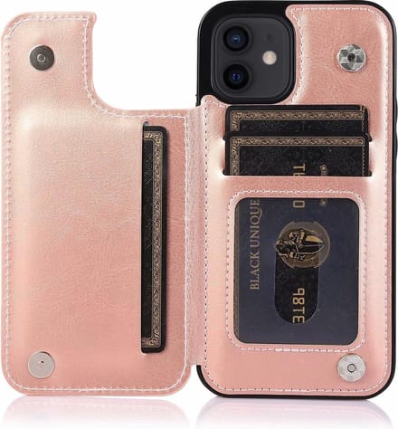 Hoesje geschikt voor iPhone 7 - Backcover - Pasjeshouder - Portemonnee - Kunstleer - Rose Goud