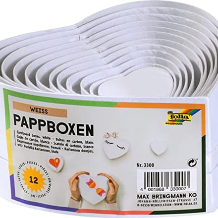 Hartvormige Geschenkdozen - 12 Stuks in Verschillende Maten - Wit Karton - Voor Cadeaus en Decoraties